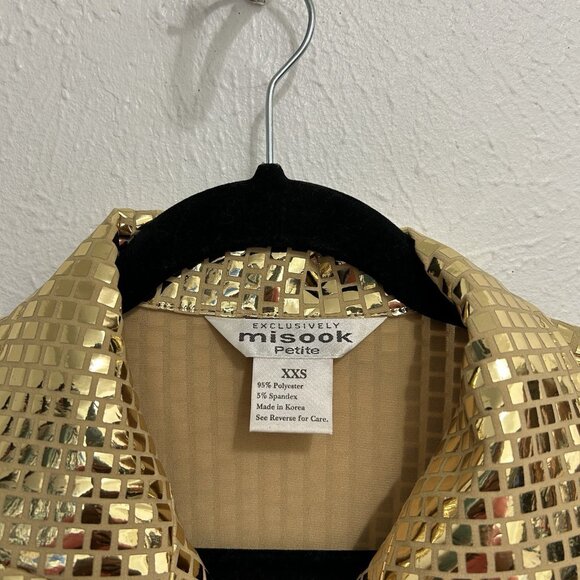 Exclusively Misook Gold Paliette Zip Front Collared Long Sleeve Jacket Size PXXS - Picture 4 of 9